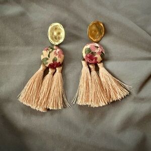 Floral Tassel Earrings with Gold Accents